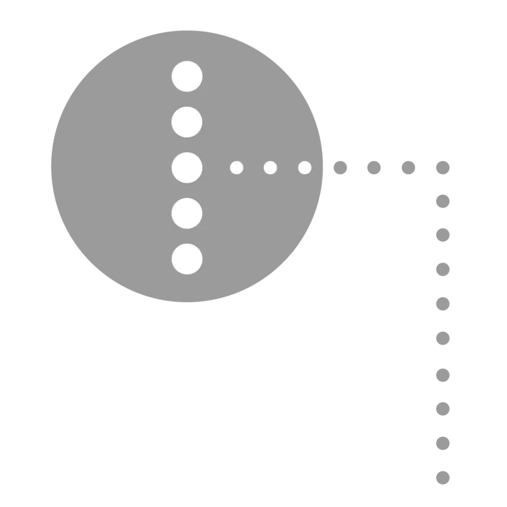 Stilisiertes Punkt-Design in grauer Kreisform, Teil des Logos der FAM Gebäudedienste GmbH.
